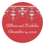 Red and White Victorian Wedding favor stickers stickers