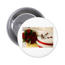 Red and White Wedding Cake Pins