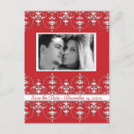 Red and White Wedding Victorian save date photo postcards