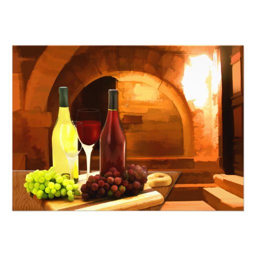 Red and White Wine in the Cellar Personalized Invitation