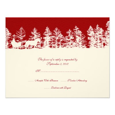 Red and White Winter Wedding RSVP Custom Invites