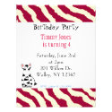 Red and White Zebra Pattern Birthday Invitation
