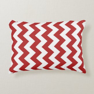 Red and White Zigzag Accent Pillow