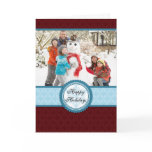 Red and Winter Blue Family Photo Holiday Card