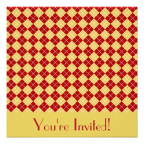 Red and Yellow Argyle Invitation invitations