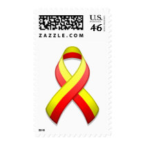 Red and Yellow Awareness Ribbon Postage