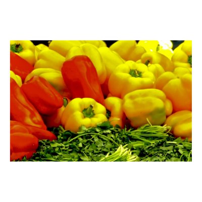 Red and Yellow Bell Peppers Poster by Adamophoto
