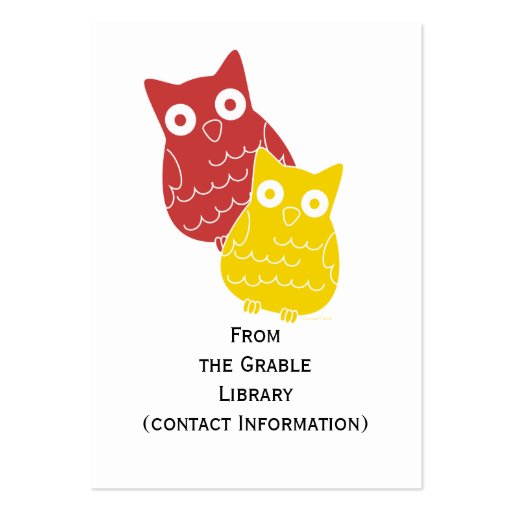 Red and Yellow  Book Return Cards Business Card Templates (back side)