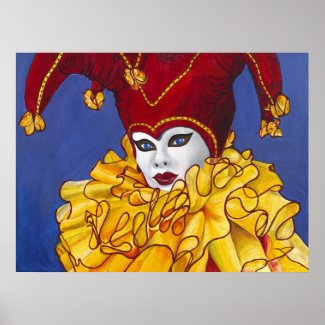Red and Yellow Carnival Jester Print print