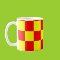 Red and Yellow Checkered Mug mugs