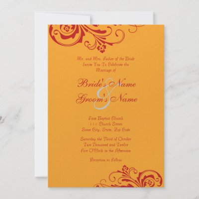 Red and Yellow Chic Wedding Invitation by TheBrideShop