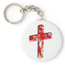 Red and Yellow Crystallized Cross keychains