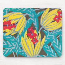 Red and Yellow Flowers Art Deco Mousepad by vintagegiftmall Red and Yellow Flowers Art Deco Mousepad