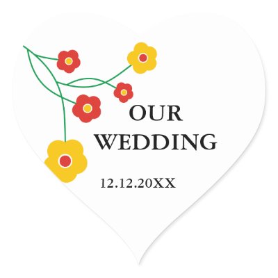 Red And Yellow Flowers Wedding Stickers by semas87