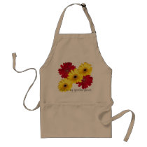 Red and Yellow Gerber Daisy Close Up Photographs aprons