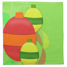 Red and Yellow Glass Bulb Christmas Tree Ornament Napkin