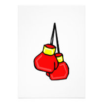 red and yellow hanging boxing gloves invitations