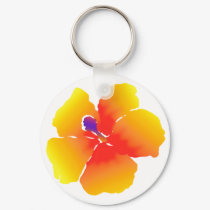 Red and Yellow Hibiscus Blossom keychains
