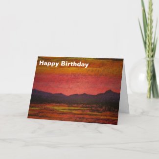 Red and yellow landscape greeting card card