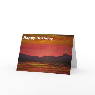 Red and yellow landscape greeting card card