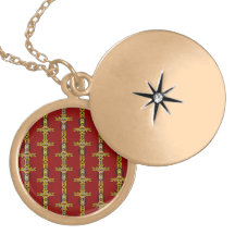 Red and Yellow Orange Crosses Tattoo Art Pendants