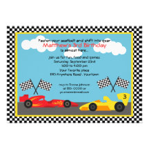 Red and Yellow Race Car Birthday Party Announcement