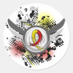 Red And Yellow Ribbon And Wings Hepatitis C Stickers