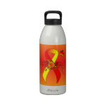 Red and Yellow Ribbon with Butterfly Drinking Bottle