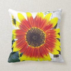 Red and Yellow Sunflower Decorative Throw Pillow