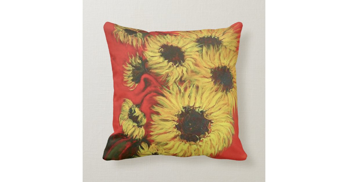 Red and Yellow Sunflower Throw Pillow Zazzle