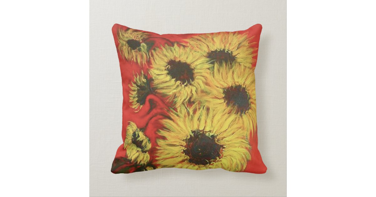 Red and Yellow Sunflower Throw Pillow Zazzle