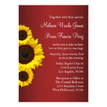 Red and Yellow Sunflower Wedding Invitation