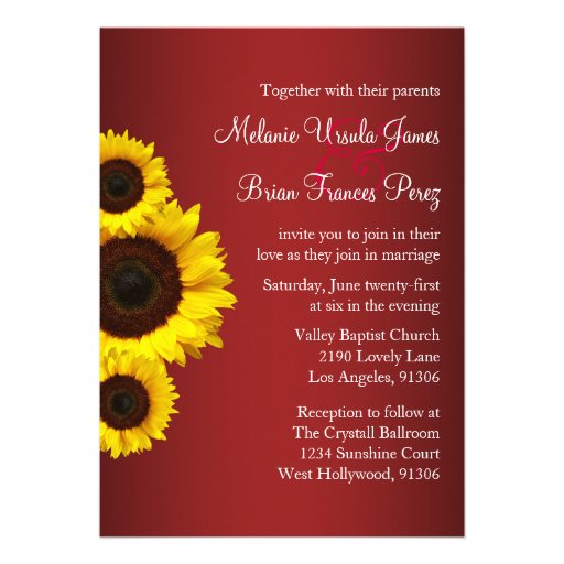 Red and Yellow Sunflower Wedding Invitation
