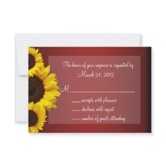 Red and Yellow Sunflower Wedding RSVP invitation