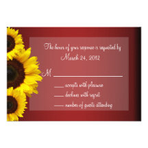 Red and Yellow Sunflower Wedding RSVP Invite