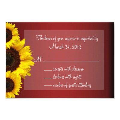 Red and Yellow Sunflower Wedding RSVP Invite