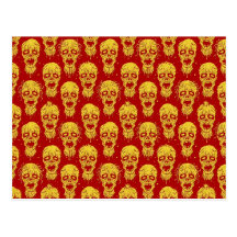Red and Yellow Zombie Apocalypse Pattern Postcard