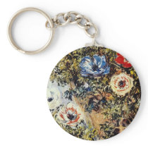 Red Anemones, Claude Monet flowers Key Chains