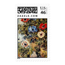 Red Anenes, Claude net flowers Postage Stamps