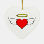 Red Angel Heart (Wings & Halo) Christmas Tree Ornaments
