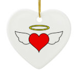 Red Angel Heart (Wings & Halo) ornaments