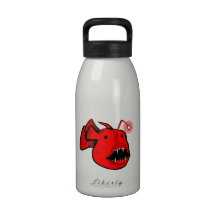 Red Anglerfish Redux on White 16oz Water Bottle