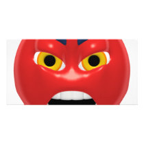 red angry smiley photo card template