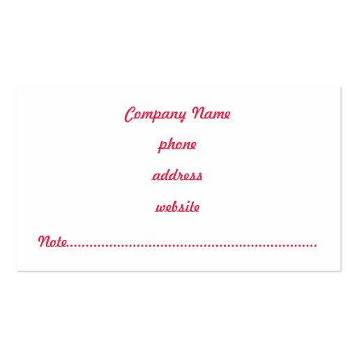 Red Animal Print Business Card (back side)