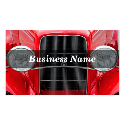 Red Antique Car Business Card Templates (front side)