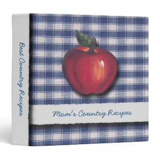 Red Apple Blue Plaid 3 Ring Binder
