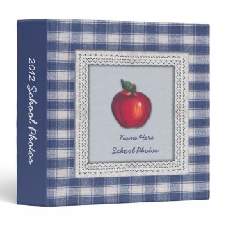 Red Apple Blue Plaid Eyelet Binders