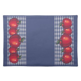 Red Apple Blue Plaid Placemat