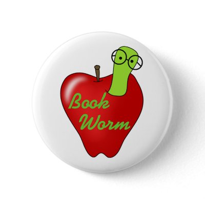 Red Apple Book  Worm Button by school_teacher