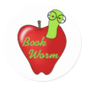 Red Apple Book  Worm stickers